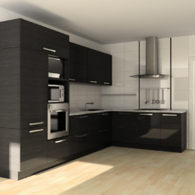 ъглова кухня с мивка в ъгъла