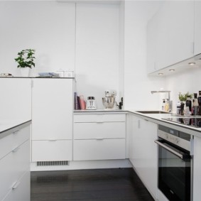 Cocina blanca como la nieve con una isla funcional