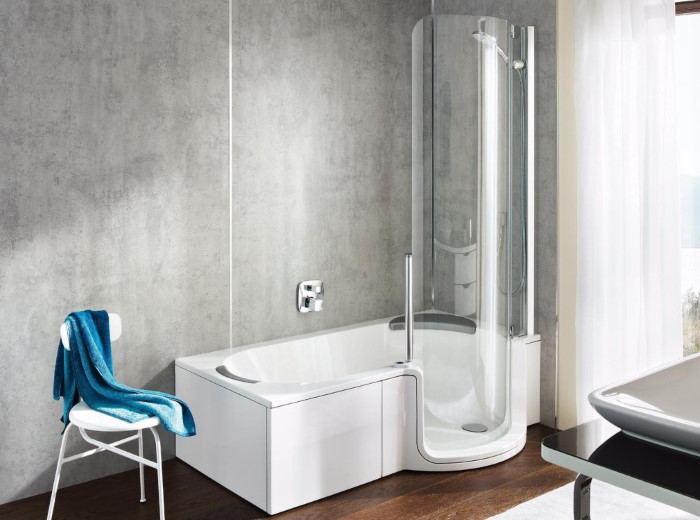 Baignoire en acrylique avec douche