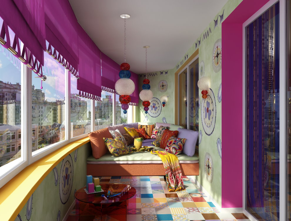 Grande salle de jeux avec loggia