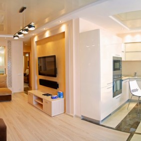 Cuisine et salon dans l'appartement