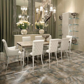 Piso de mármore na cozinha art déco