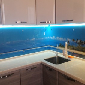 Стъклена престилка с морски тематичен печат на снимки