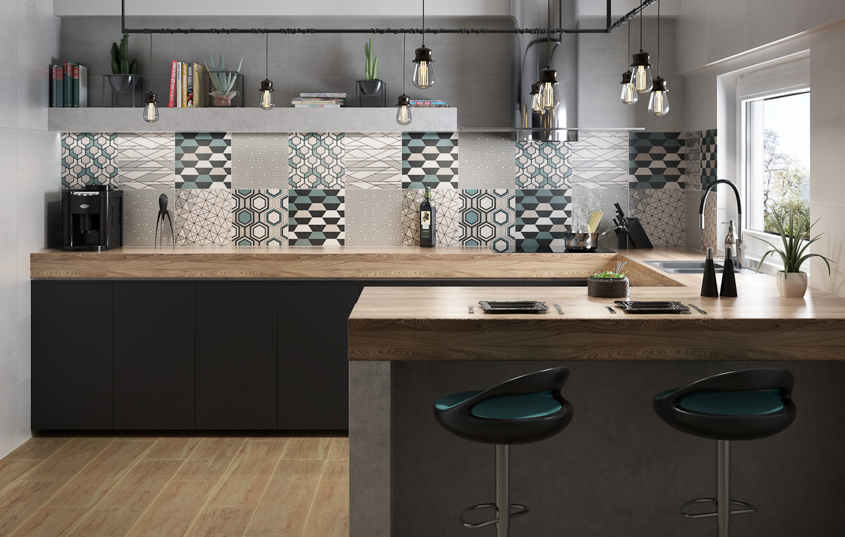 κεραμίδι στο σχεδιασμό της κουζίνας