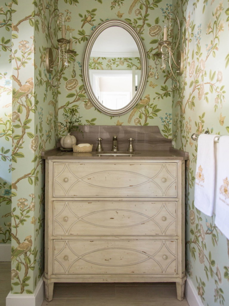 Forged lamps on the wall with wallpaper