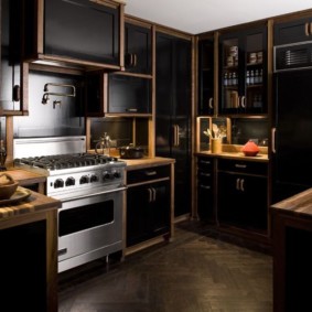 kitchen with dark floor interior ideas