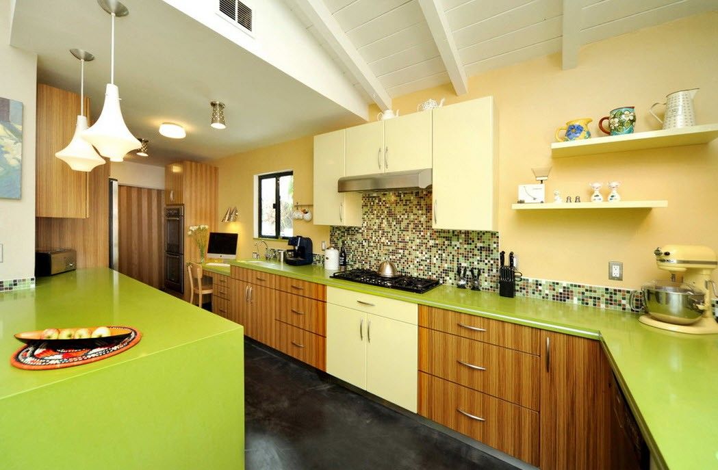 kitchen with dark floor interior