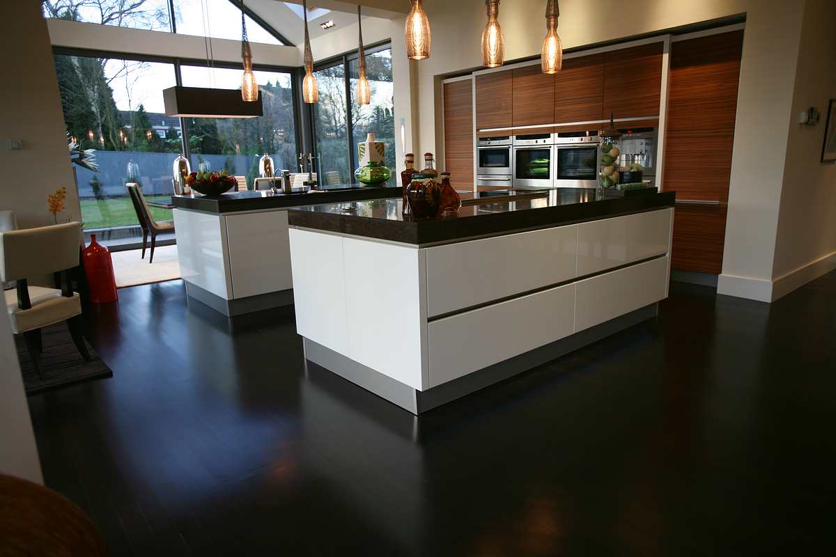 kitchen with dark floor views