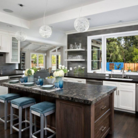 kitchen with dark floor photo interior