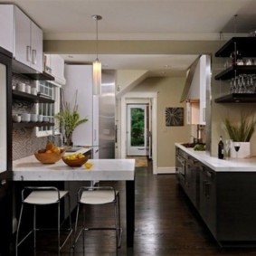 kitchen with dark floor decoration ideas