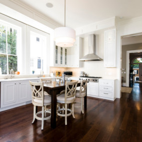 kitchen with dark floor
