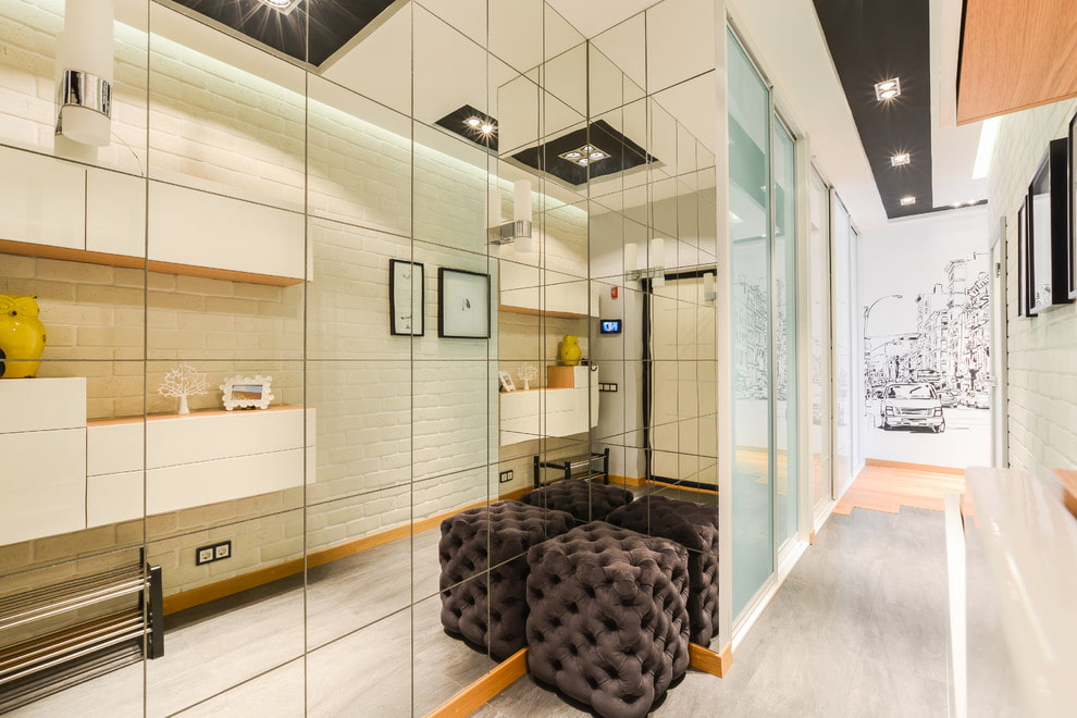 miroir mural dans le couloir idées photo