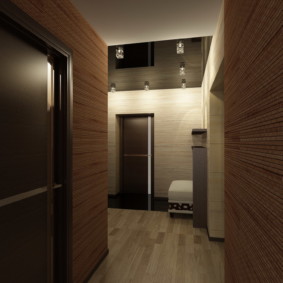 papier peint pour le couloir avec des portes sombres décor photo