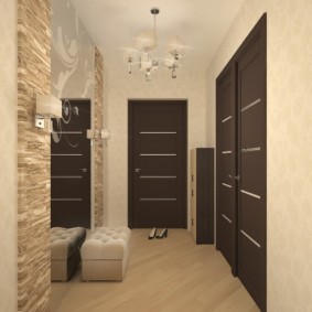 fond d'écran pour le couloir avec des portes sombres photo intérieure