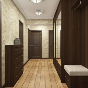 papier peint pour le couloir avec des options de portes sombres