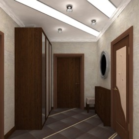 papier peint pour le couloir avec des portes sombres