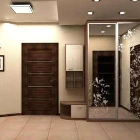 fond d'écran pour le couloir avec des portes sombres photo design