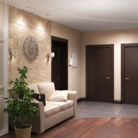 fond d'écran pour le couloir avec des portes sombres design photo