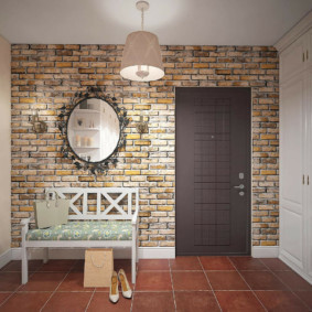 papier peint sous une brique dans le couloir types de photos