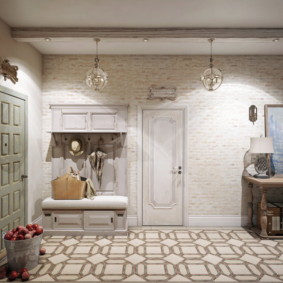 papier peint sous une brique dans le couloir photo design