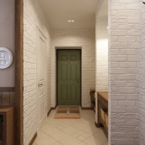 papier peint sous la brique dans les idées de conception de couloir