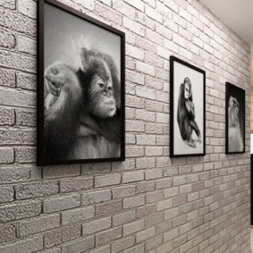 papier peint sous une brique dans le couloir idées intérieures