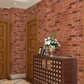 papier peint sous une brique dans le couloir photo espèces