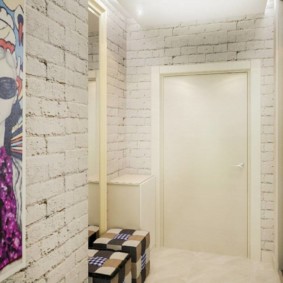 papier peint sous une brique dans le couloir photo design