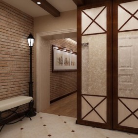 papier peint sous une brique dans les idées de conception de couloir