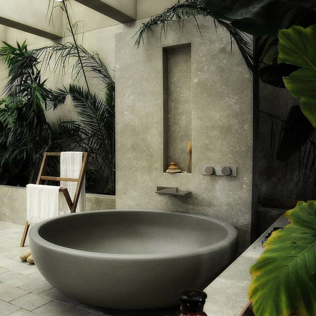 Bồn tắm đá đôi màu xám