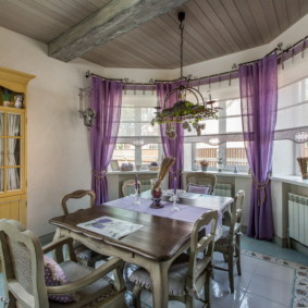 langsir untuk dapur dalam gaya idea dekorasi provensi