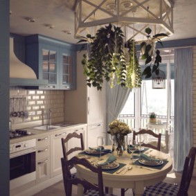 langsir untuk dapur dalam gaya foto dalaman provence