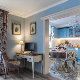 langsir untuk dapur dalam gaya foto dalaman provence