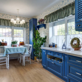 langsir untuk dapur dalam gaya jenis idea provensi