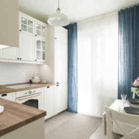 langsir untuk dapur dalam gaya foto reka bentuk provensi