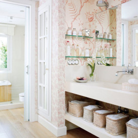 ชั้นวางแก้วสำหรับตกแต่งภาพห้องน้ำ