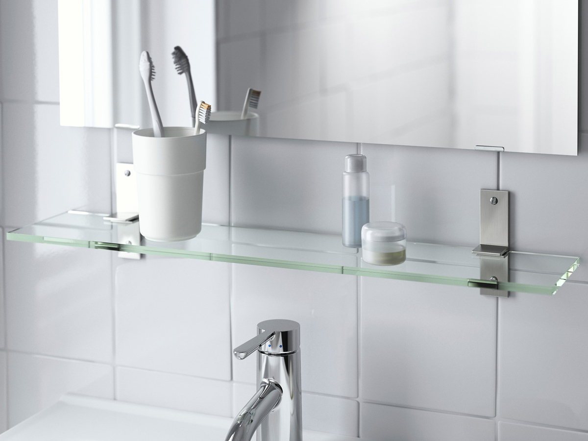 ชั้นวางกระจกบนกระจกห้องน้ำ