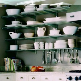 kitchen rack with utensils