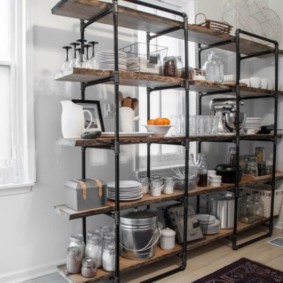 loft style kitchen shelf