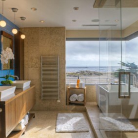 มุมมองความคิดเคาน์เตอร์ห้องน้ำ