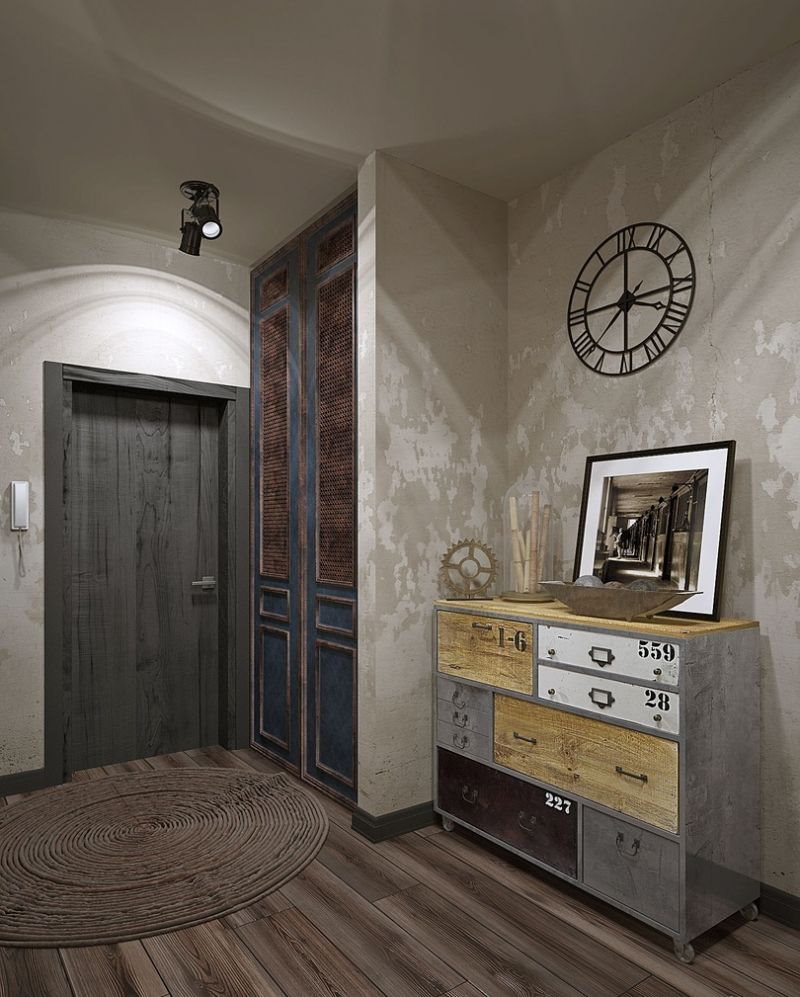 Éclairage de couloir de mur en béton