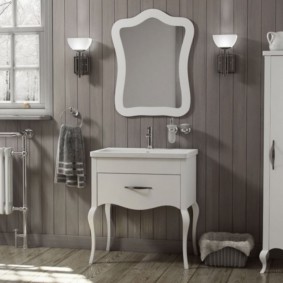 White furniture on gray wall background