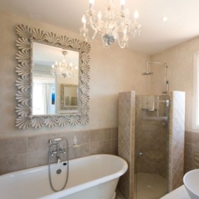 Shower cabin in the bathroom of a country house