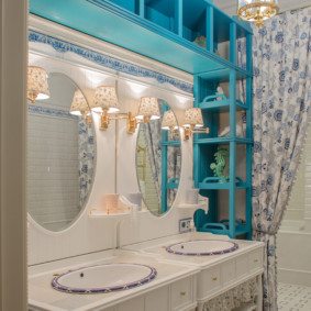 Provence-style bathroom with two washbasins