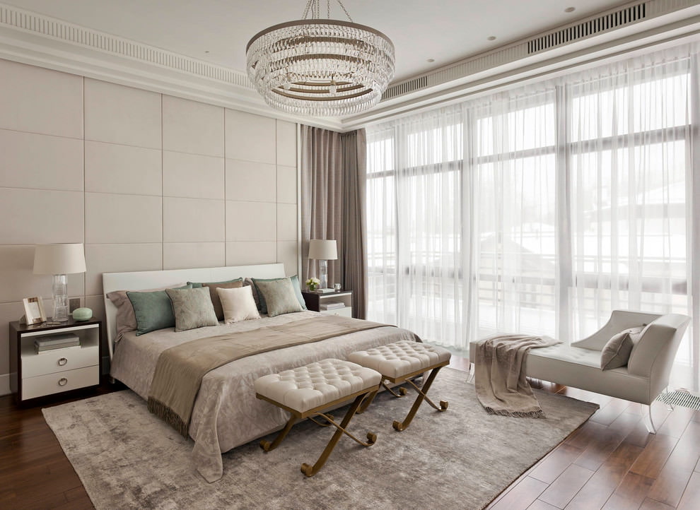 crystal chandelier in the bedroom