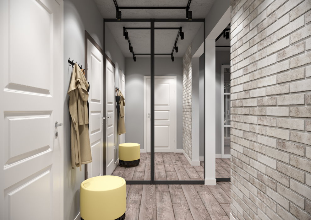 Miroirs à l'intérieur d'un couloir de style loft