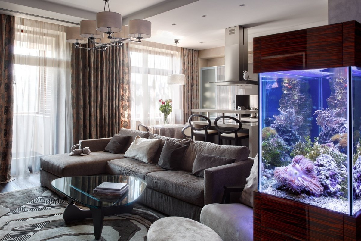 akuarium di ruang tamu