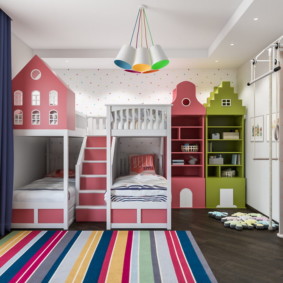 chambre d'enfants pour trois options enfants