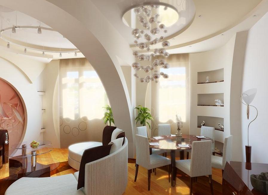 arch design in the interior of the apartment