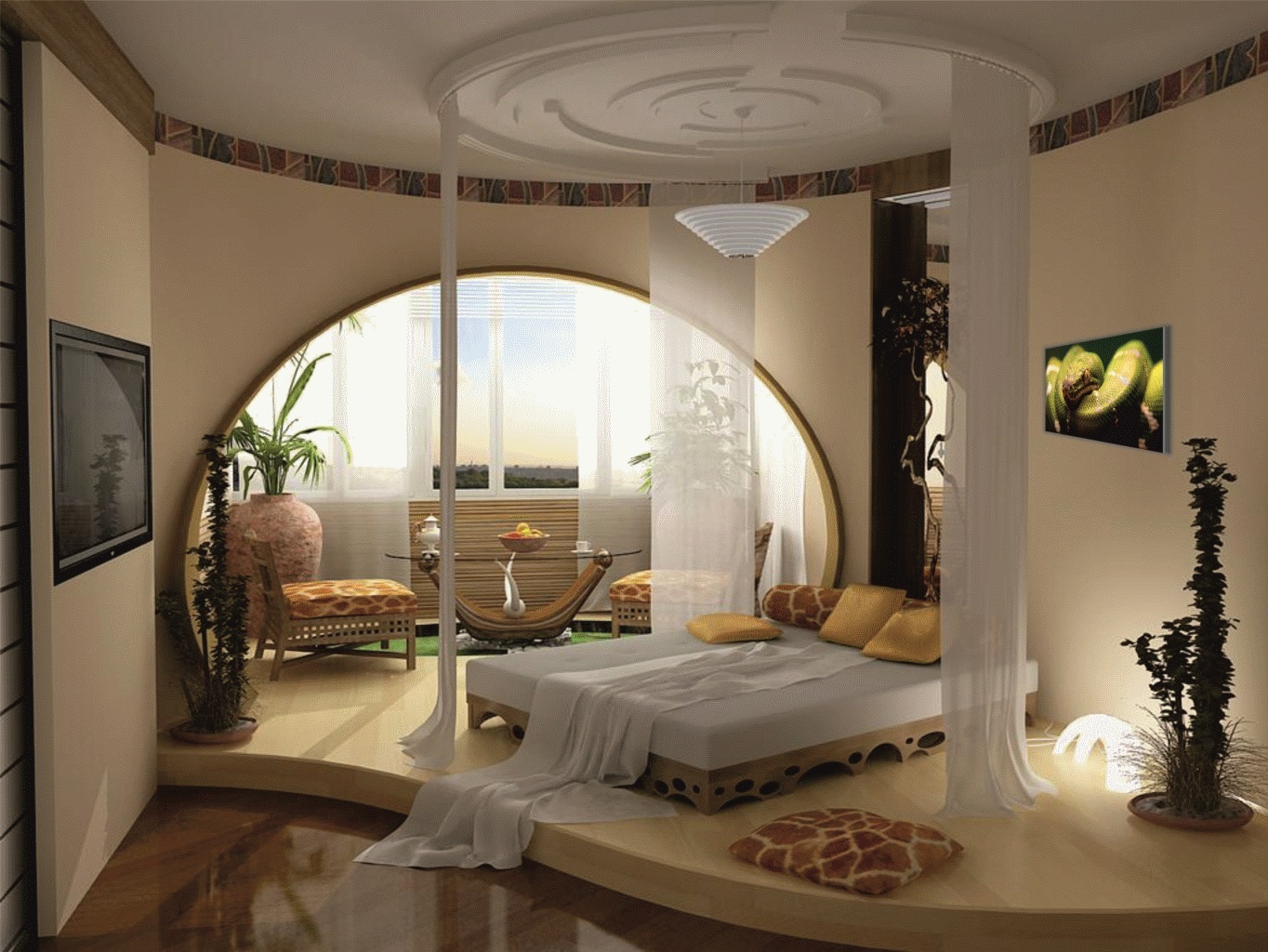 arch design in the bedroom